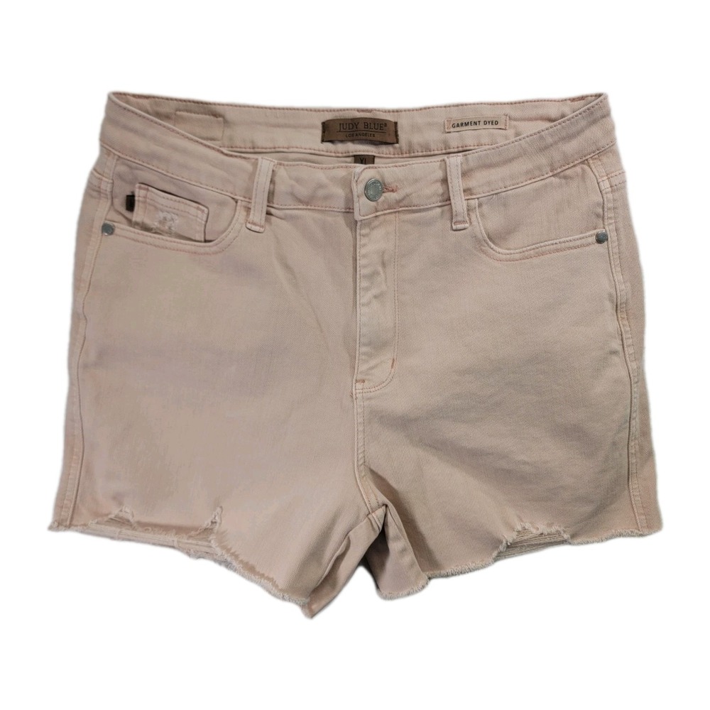 Judy Blue XL Peach Pink Garment Dyed Cut Off Shorts High Rise Stretch JB150149